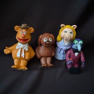 Vintage Late 70s Jim Henson Muppet Figures - Fozzie, Rowlf, Miss Piggy, Gonzo